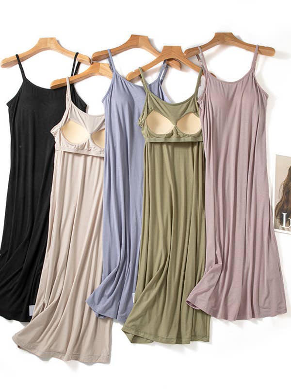 built-in bra strappy dress lounge sleeveless dress for wholesale by HIDDENBRAND