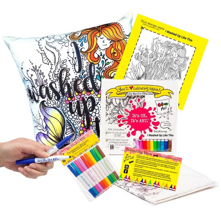 I Washed up Like This Mermaid DIY Craft Coloring Kit for wholesale by It's OK. It's ART.