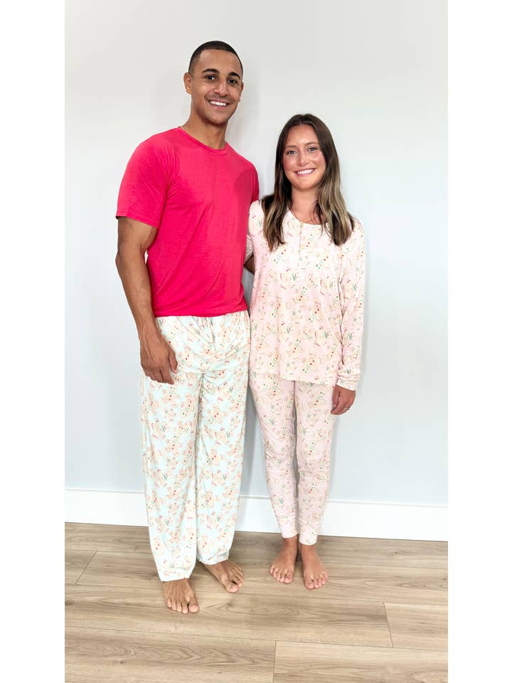 Sweet Bay Clothing - Venta al por mayor Conjunto de pijama - Hombre - Conjunto de pijama de dos piezas Blue Gingerbread para hombre1