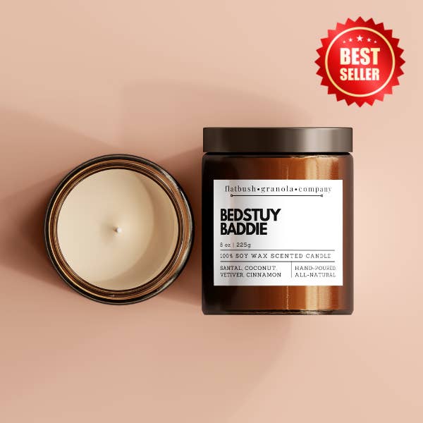 Flatbush Granola Company - Wholesale Jar/filled candle - Bedstuy Baddie 100% Soy Wax Candle1