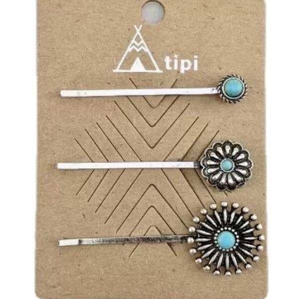 WESTERN TURQUOISE BOBBY PIN SET for wholesale by Snowing West