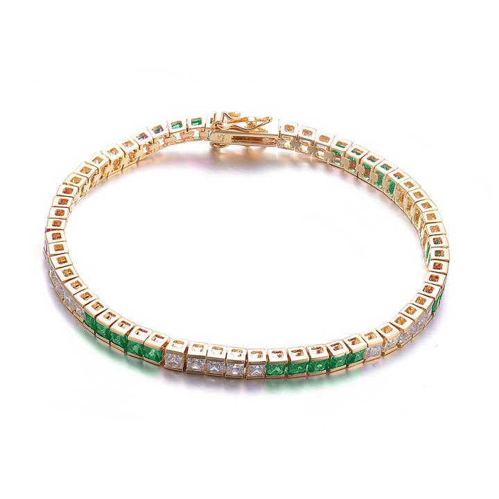 Bracelet de tennis en argent sterling orné de zircones cubiques roses pour la vente par Genevive