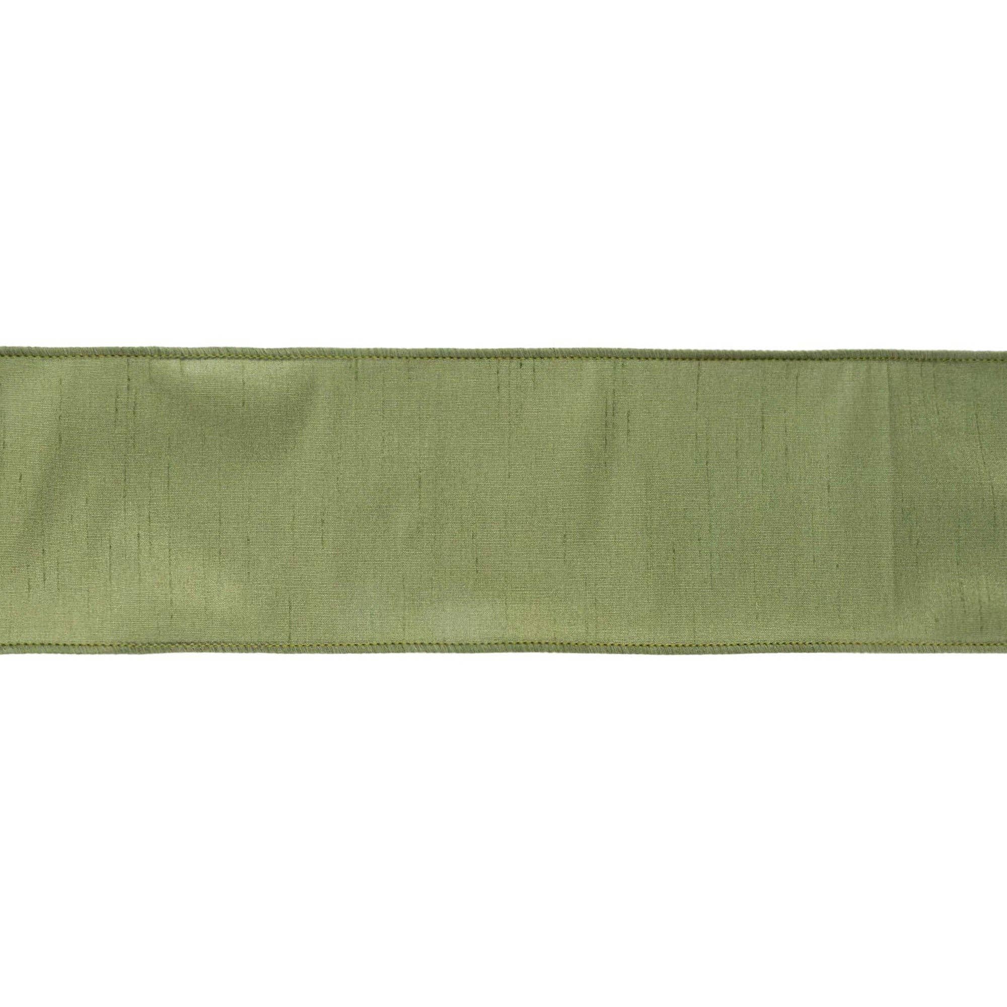 LA Ribbons Wholesale - Wholesale Ribbon - Gift Wrapping - 4" Wired Dupioni Ribbon | Moss | 10 Yard Roll4