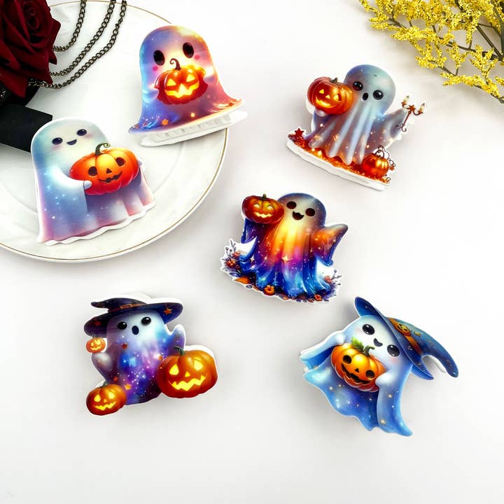 🎃 Halloween Party Pumpkin Witch Ghost Hair Claw Clip for wholesale by mildstyles