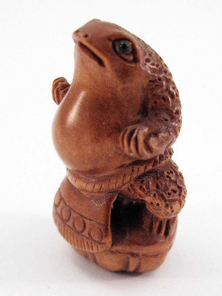 Boxwood Ojime - Sumo Frog for wholesale by Tika
