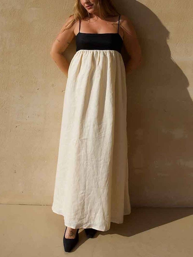 Beige Cotton Minimalism Spaghetti straps maxi dress for wholesale on Faire17