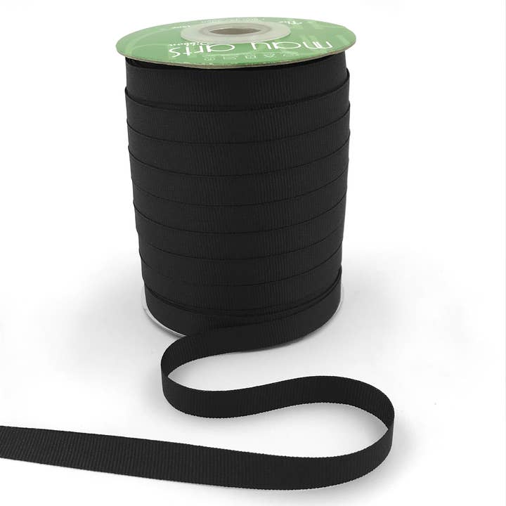 May Arts Ribbon - Wholesale Ribbon - Gift Wrapping - 3/8" Black Woven Grosgrain Ribbon