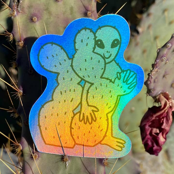 3” Holographic Blue Alien Sticker for wholesale by June Jewell Designs