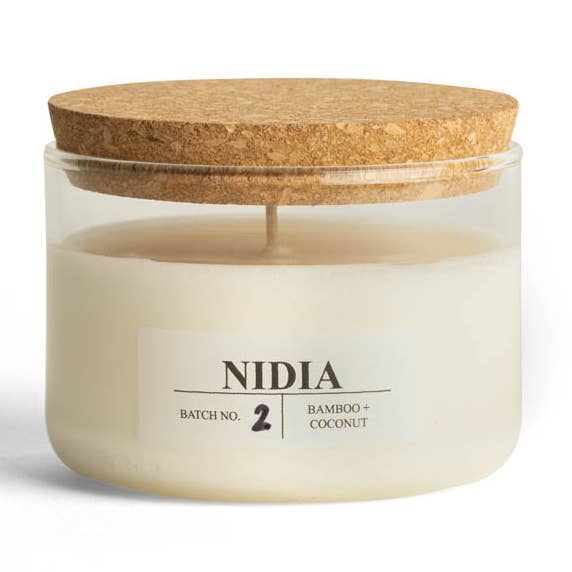 Locally Poured U.S. Soy Candle- 4 Ounce: Bamboo + Coconut for wholesale by Nidia Candles