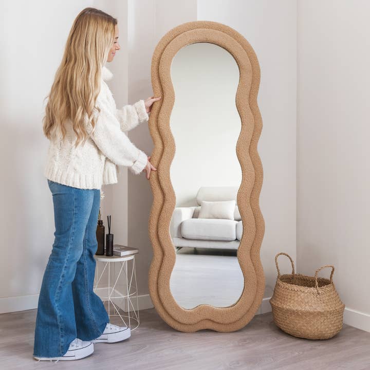 Flamingueo - Wholesale Wall mirror - Full Body Standing Mirror with Brown Terry Cloth Frame2