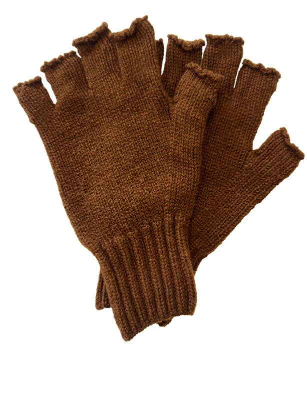 Fingerless Lambswool Gloves Hazelnut for wholesale by Genevieve Sweeney
