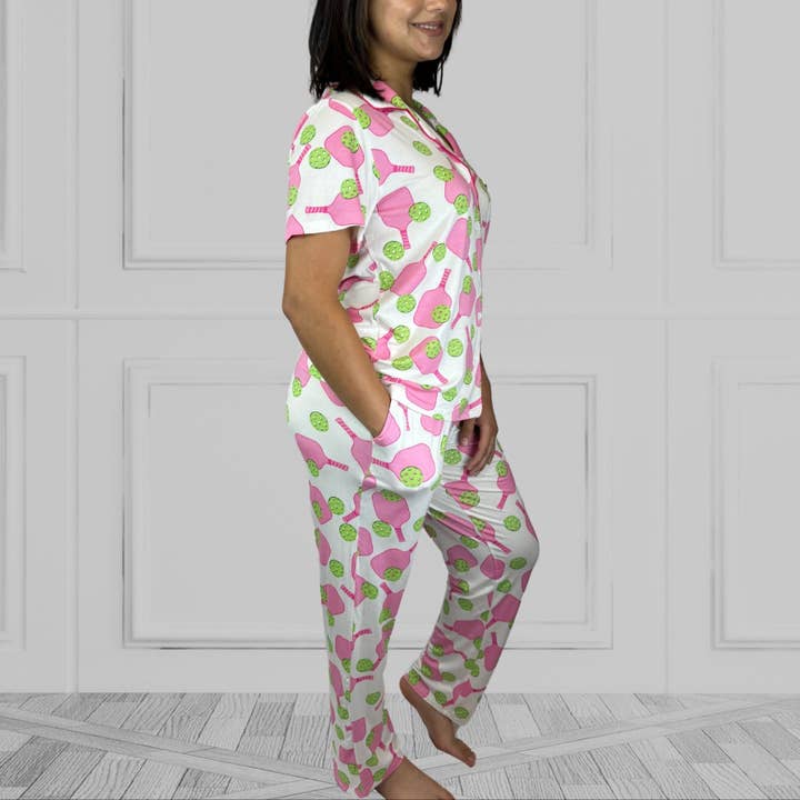 Willie J’s: The Easy PJ’s - Wholesale Sleepwear Set - Women's - Bamboo Pickleball Pajama Long Set with Short Sleeve Top and Cropped Pants
