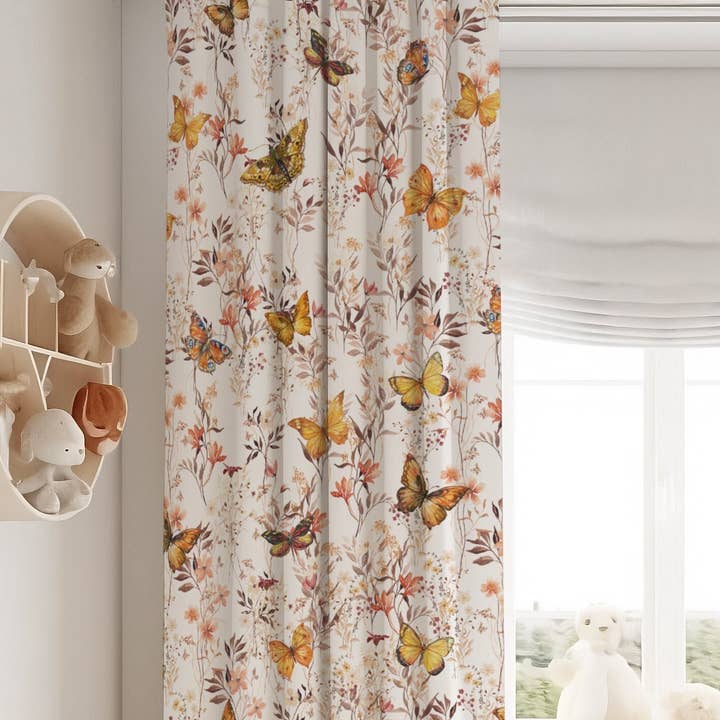 Brown Butterflies Blackout Curtains for wholesale by Empowering Decor