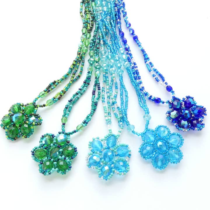 Crystal Flower Necklace - Assorted Colors for wholesale by DIAMANTI DESIGNS