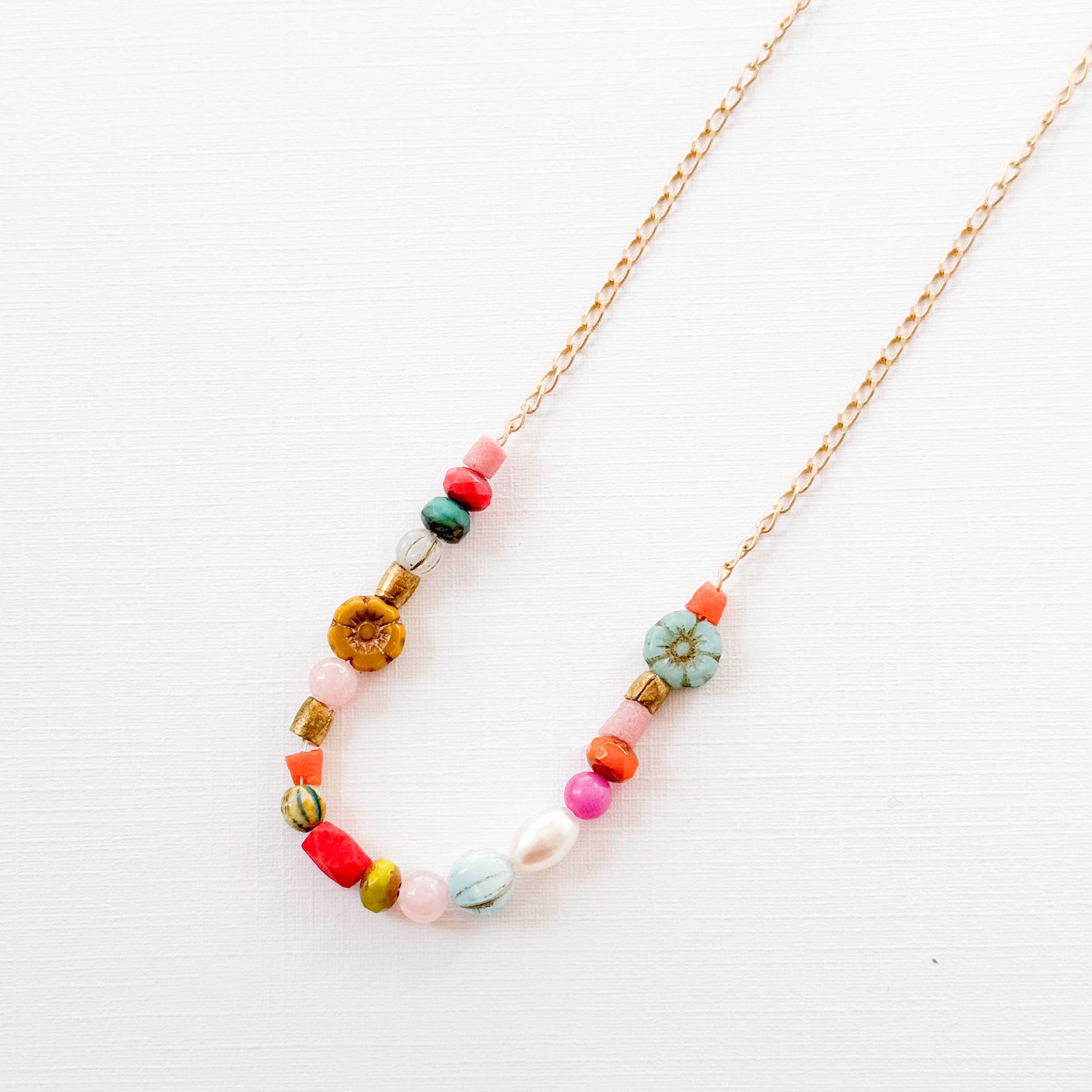 Nest Pretty Things - Wholesale Beaded/Pearl Necklace - Dainty Pearl Flower and Recycled Bead Necklace 2