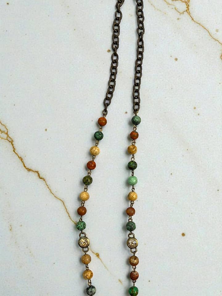 Collar Jasper Mix 20" con Cruz para venta al por mayor de Ava Capri