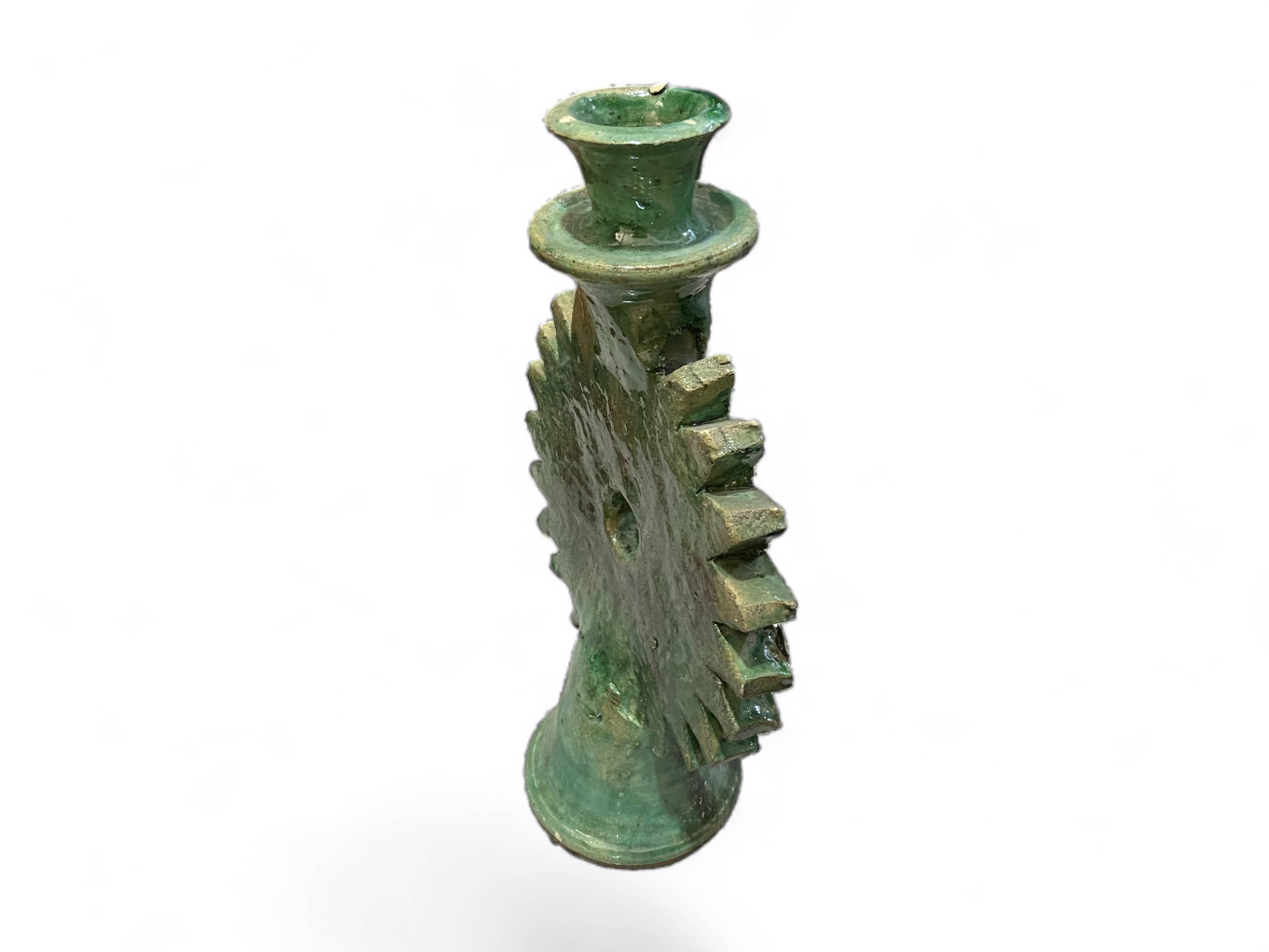 Moroccantastics - Wholesale Candle Holder - Handmade Tamegroute Green Ceramic Candle Holders - Sun Design3