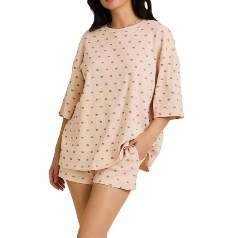 CREAM Chill in Stars and Stripes with This Oversized Tee and Short for wholesale on Faire4