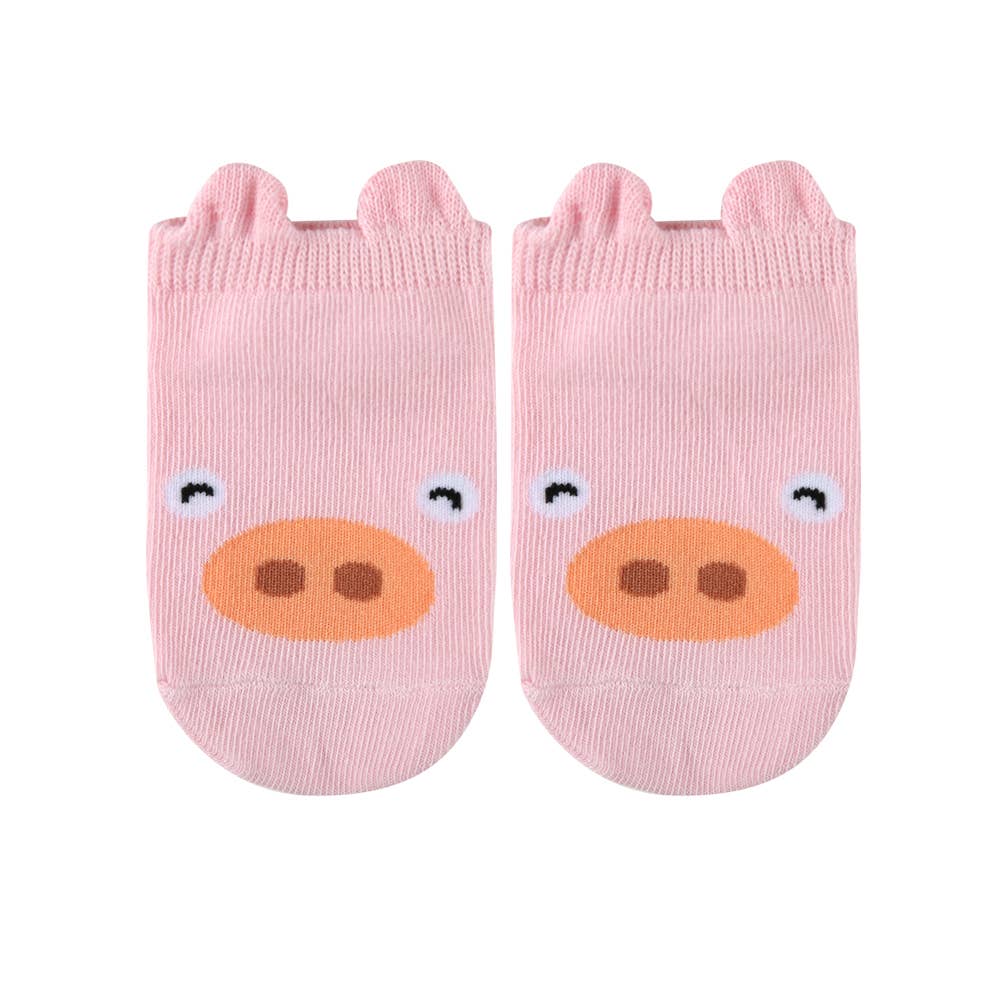 Pink Piggy Animal Character Socks for wholesale on Faire