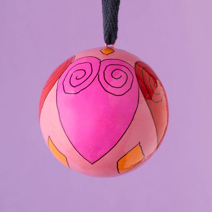 Ian Snow Ltd – wholesale Ornament – Pink & Yellow Hearts Bauble1