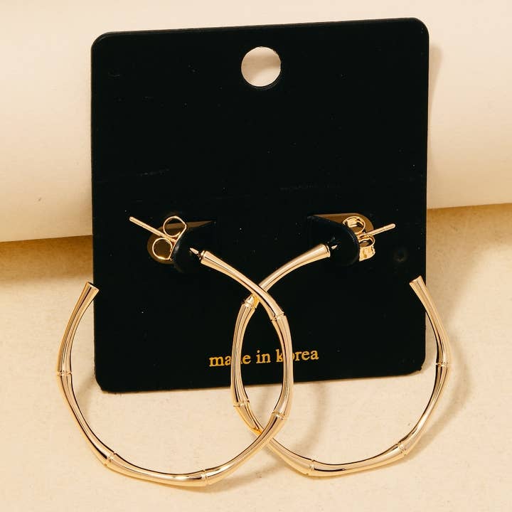 Dainty Metallic Bamboo Hoop Earrings for wholesale by Anarchy Street