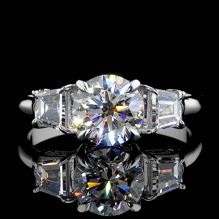 Round Three-Stone Ring – 3.00ct Lab Diamond for wholesale by Kalindi Jewels