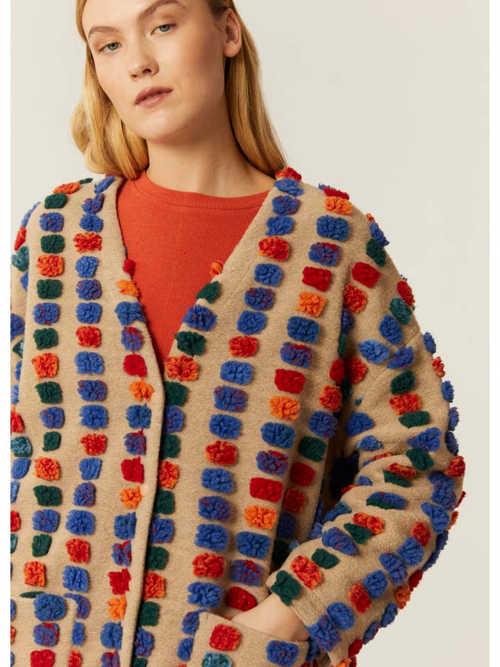 Pepaloves - Wholesale Cardigan - Women's - ABRIGO POMPOM BEIGE2