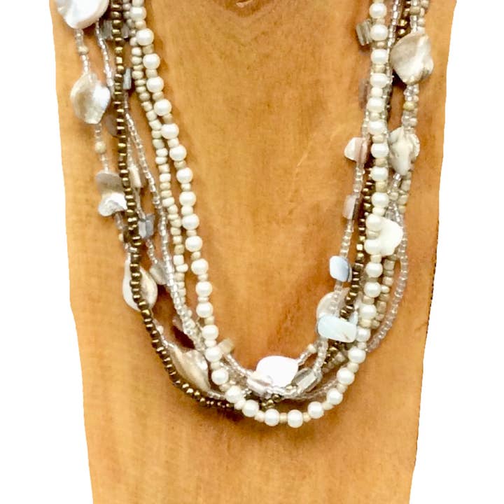 Bamboo Source Tropical Decor – wholesale Beaded bracelet – Shell & Pearl Bead Bracelet - Black3