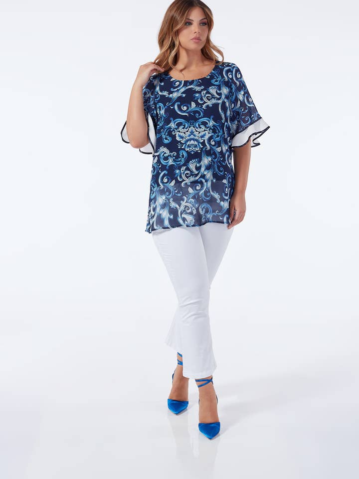 Casaco em georgette de viscose estampado por atacado de Oltretempo