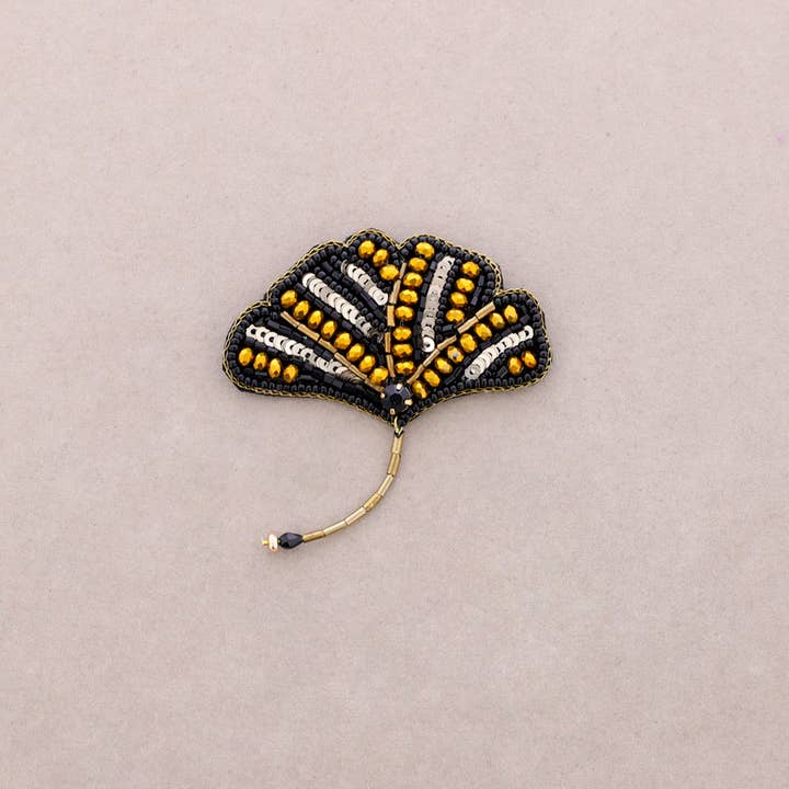 Sonata - Venta al por mayor Broches - Broche Lentejuelas Hoja Gingko1