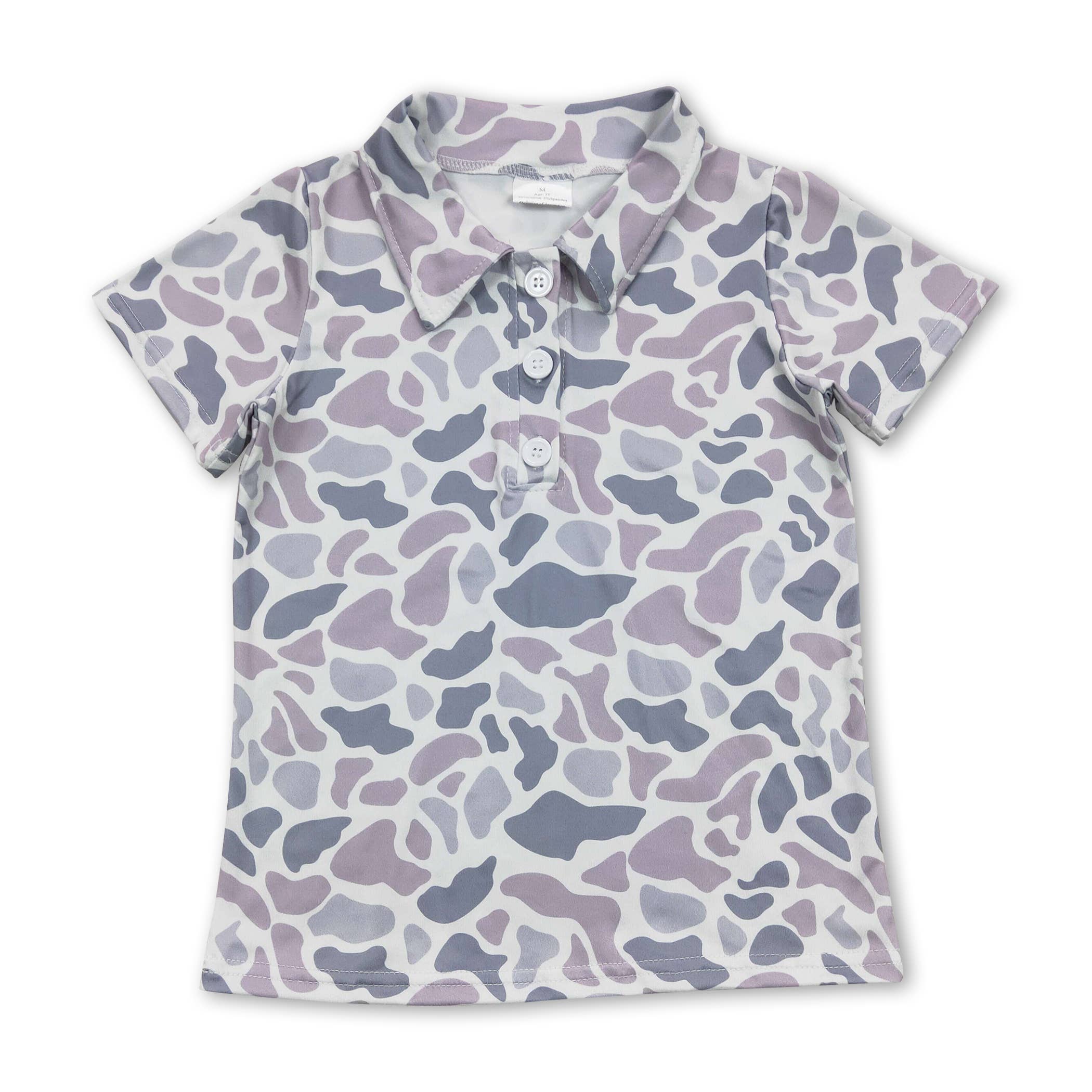 Yawoo Garments - Wholesale T-Shirt - Kids - Short sleeves grey camo kids boys polo shirt