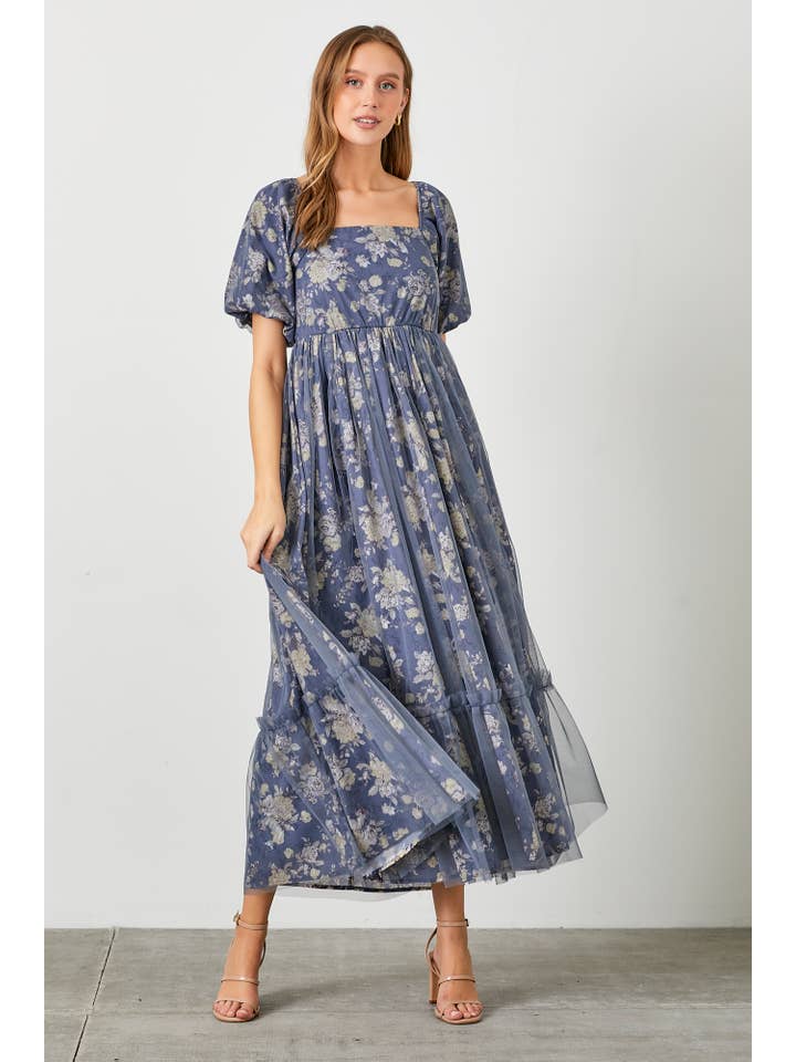 Polagram by Wellmade USA - Wholesale Dress - Women's - TULLE MESH OVERLAY MAXI DRESS