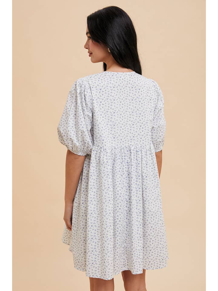 In Loom - Wholesale Dress - Women's - COTTON FLORAL BOW TIE MINI DRESS