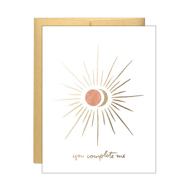 You Complete Me - Sun & Moon Celestial - Letterpress Card for wholesale by Lake Erie Design Co.