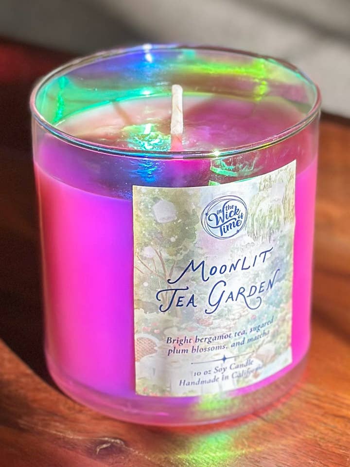 Moonlit Tea Garden Soy Candle 10 oz | Matcha Bergamot Plum for wholesale by In the Wick of Time