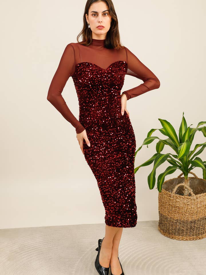 Abito con paillettes (02-3571) per la vendita all'ingrosso da parte di aikha