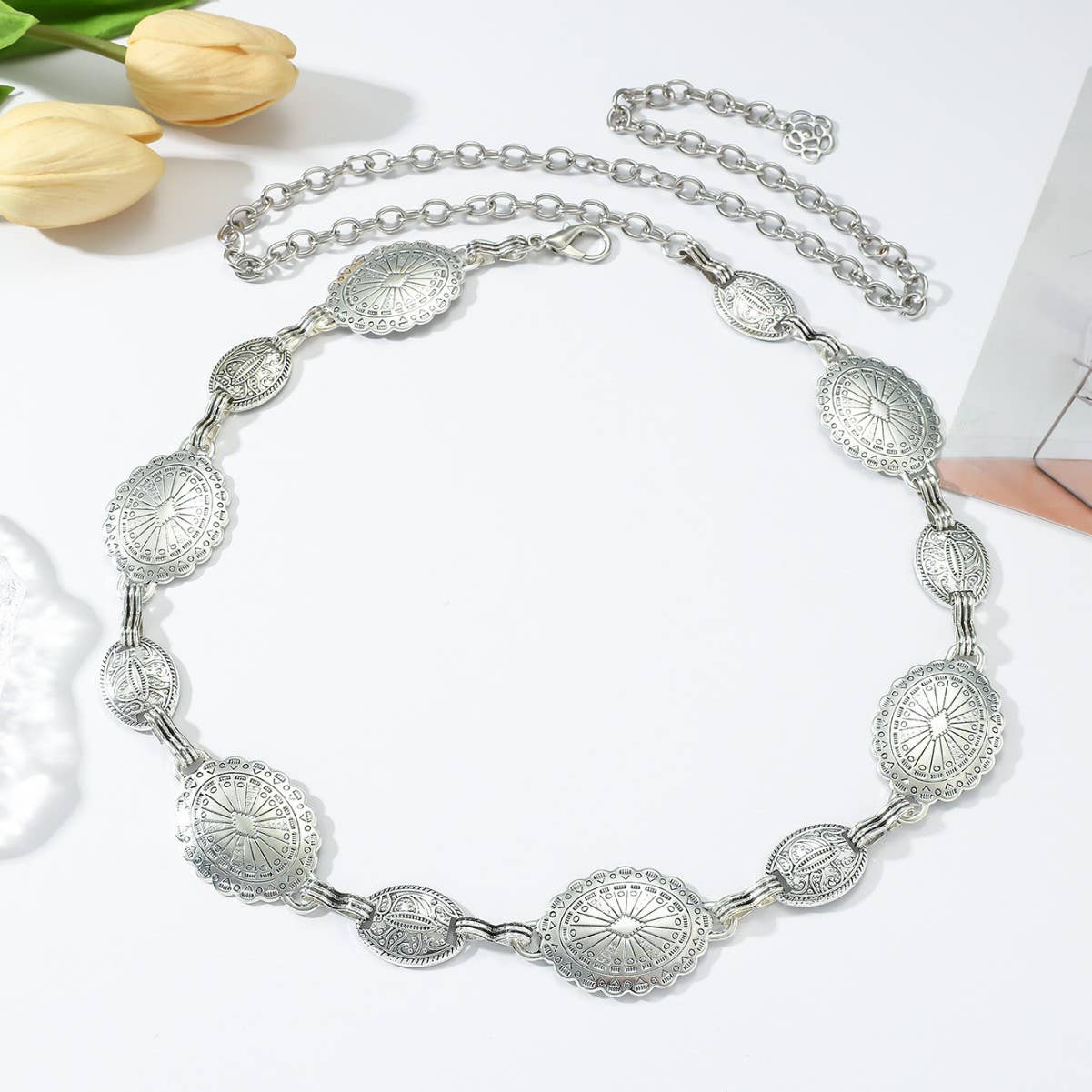 Tourtiwi - Wholesale Belt - Women's - Boho - Style Engraved Disc Metal Waist Chains 0