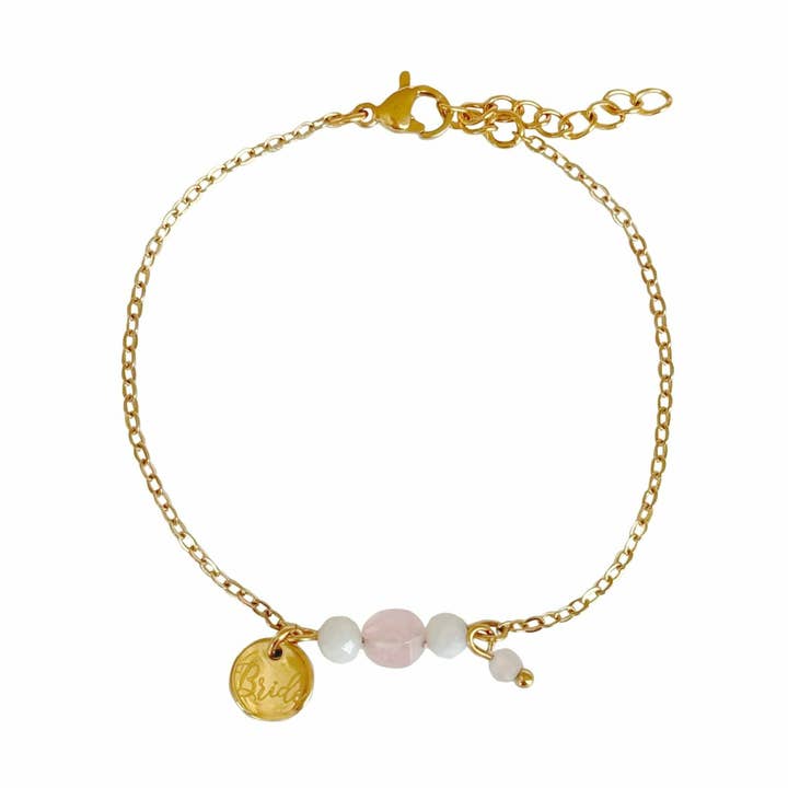 Bracciale da Sposa Quarzo Rosa & Pietra di Luna - Oro per la vendita all'ingrosso da parte di Saint Clairmont