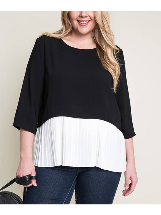 42POPS - Wholesale Tunic - Women's - ....SI-1314 PLUS SIZE pleated hem tunic