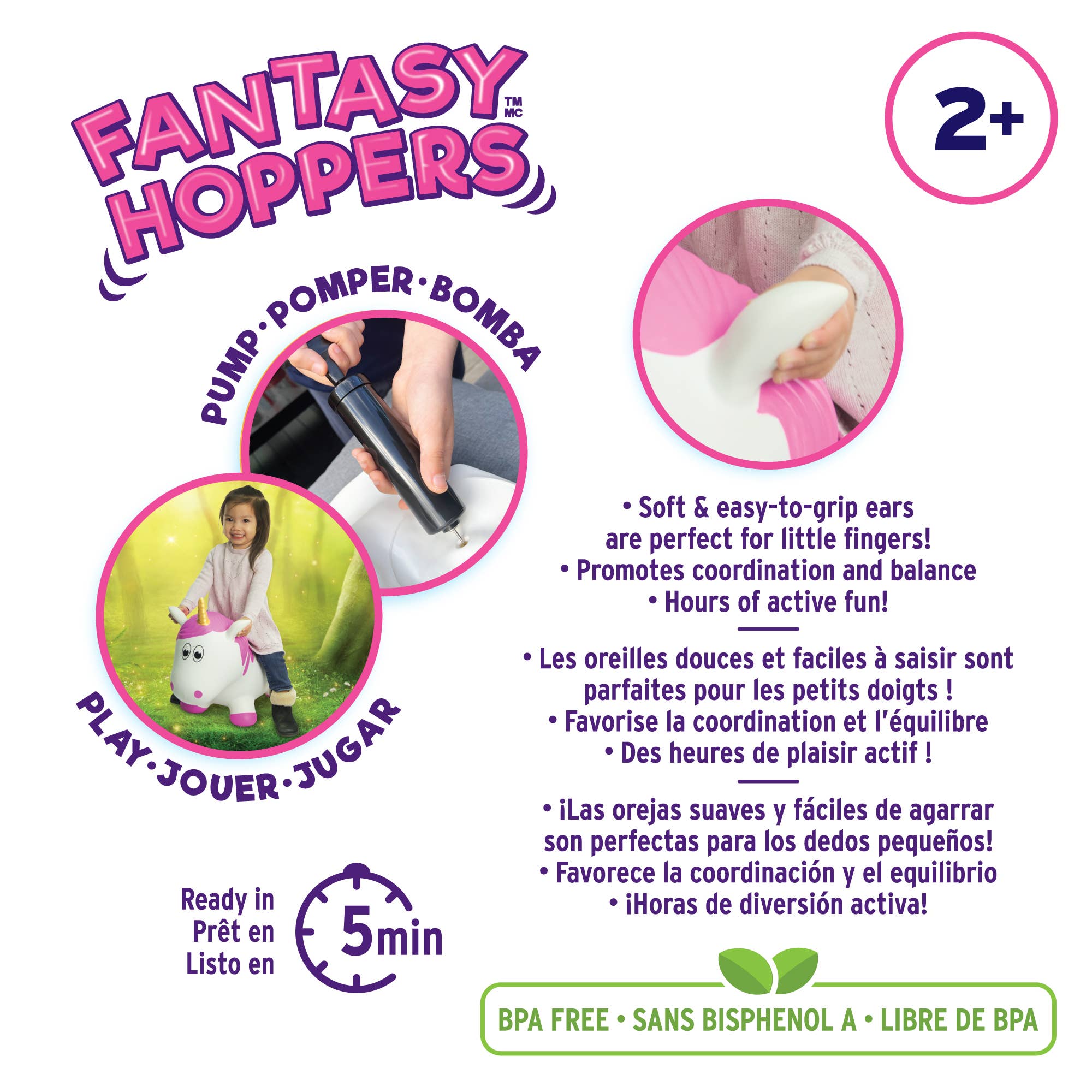 Rose Textiles - Vente Jouet gonflable – enfant et bébé - Fantasy Hoppers - Animaux gonflables colorés pour enfants5