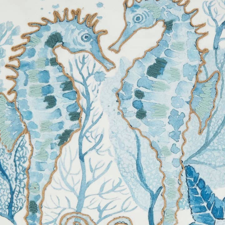 Navy Blue Charming Outdoor Sea Horse Pillow for wholesale on Faire