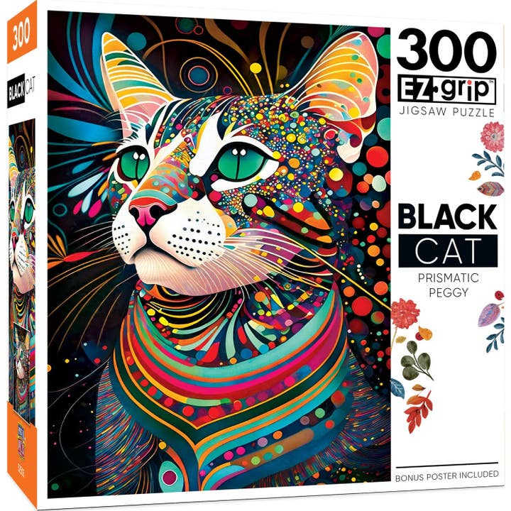 Masterpieces Puzzles - Wholesale Puzzle - Adult - Black Cats - Prismatic Peggy 300 Piece EZ Grip Jigsaw Puzzle1