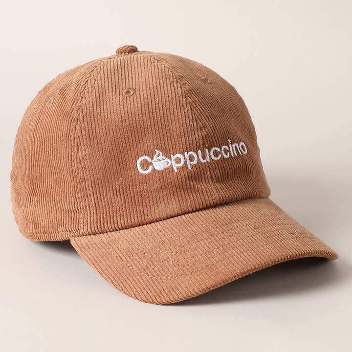 Fashion City - Wholesale Baseball Cap - Women's - Cappuccino Letter Graphic Embroidery Corduroy Cap5