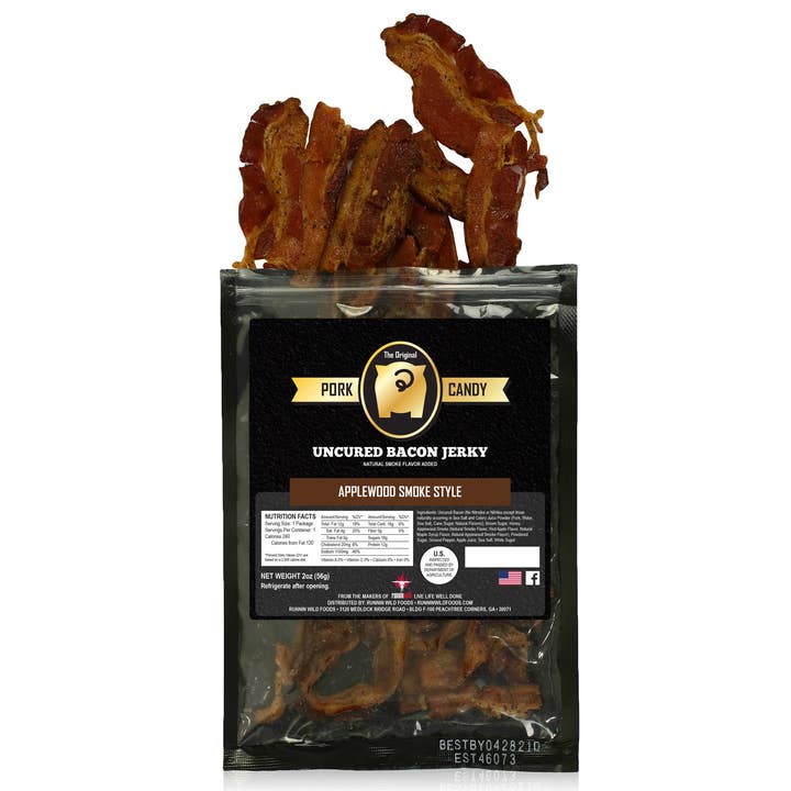 Bacon Jerky - 4 Bacony Flavors for wholesale by Runnin' Wild Foods
