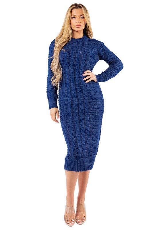 bleu ROBE LONGUE MAXI PULL FEMME en vente sur Faire1