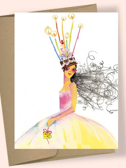 BIRTHDAY QUEEN WATERCOLOR GREETING CARD for wholesale by Studio Masha D'yans