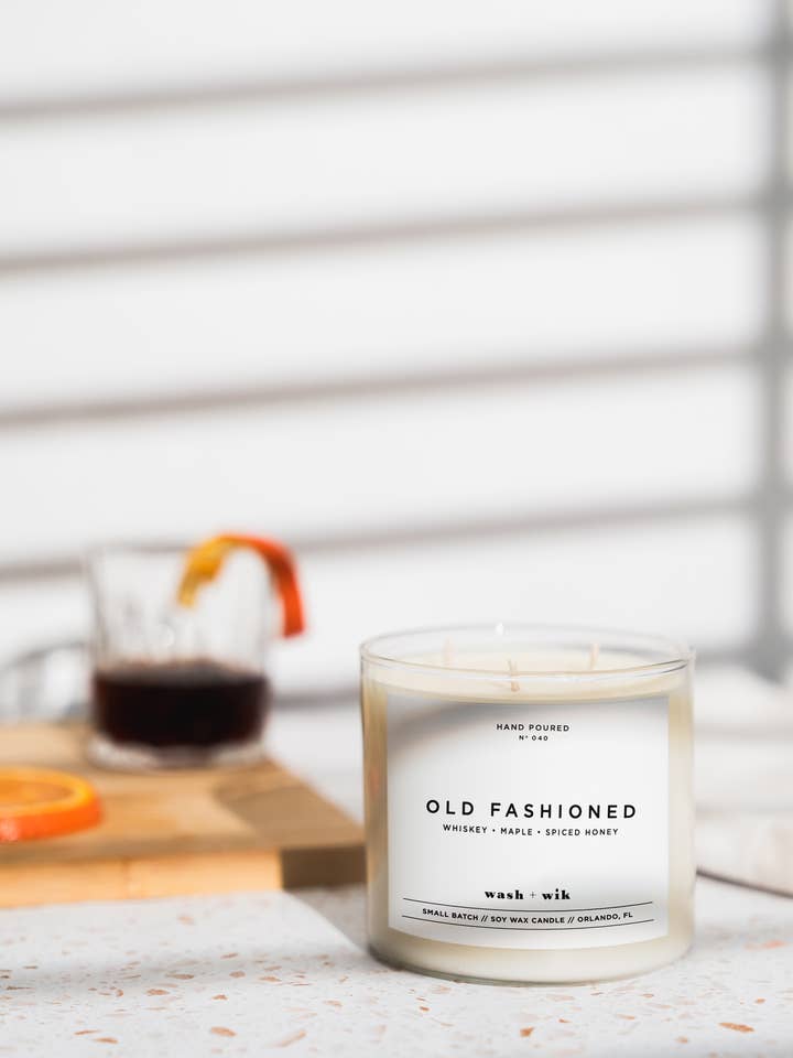 Old Fashioned Scented | Whiskey | Soy Wax Candle - 3 Wick for wholesale by Wash and Wik