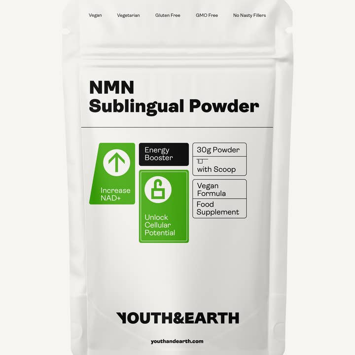 Youth & Earth - Venta al por mayor Suplementos/vitaminas para beber - Polvo Sublingual de NMN (β-Nicotinamida Mononucleótido) 15g (30-60 porciones)0
