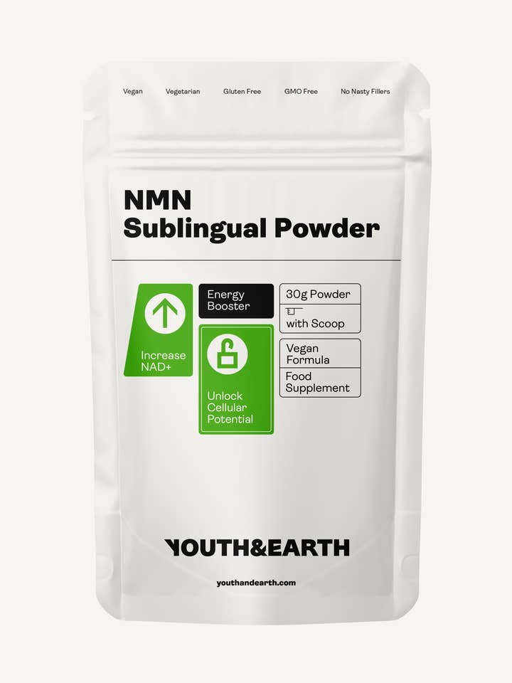 Poudre sublinguale NMN (β-Nicotinamide Mononucléotide) 15g (30-60 portions) pour la vente par Youth & Earth