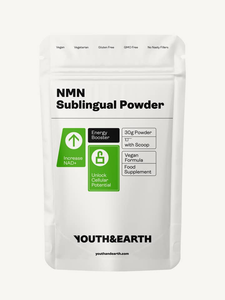 NMN (β-Nicotinamidmononukleotid) Sublingual Pulver 15g (30-60 portioner) for engroshandel hos Youth & Earth